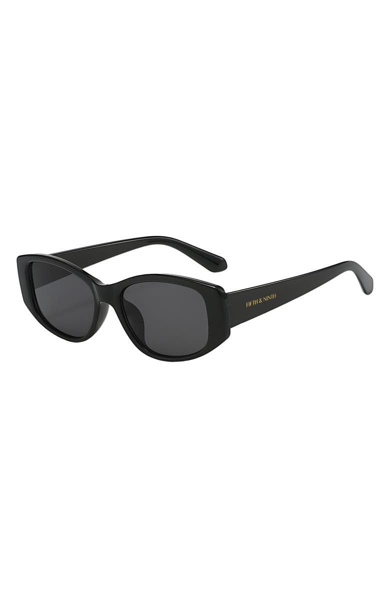 Fifth & Ninth Tara 55mm Polarized Geometric Sunglasses, Alternate, color, Black / Black