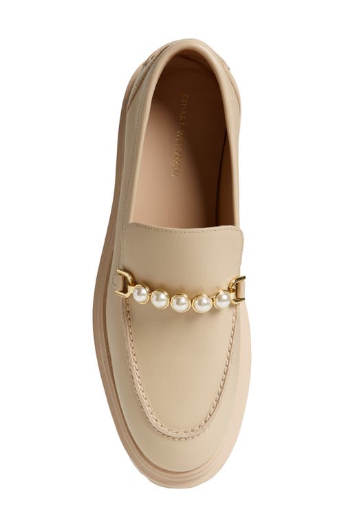Stuart Weitzman Perla Imitation Pearl Lug Sole Loafer In Museline Tonal