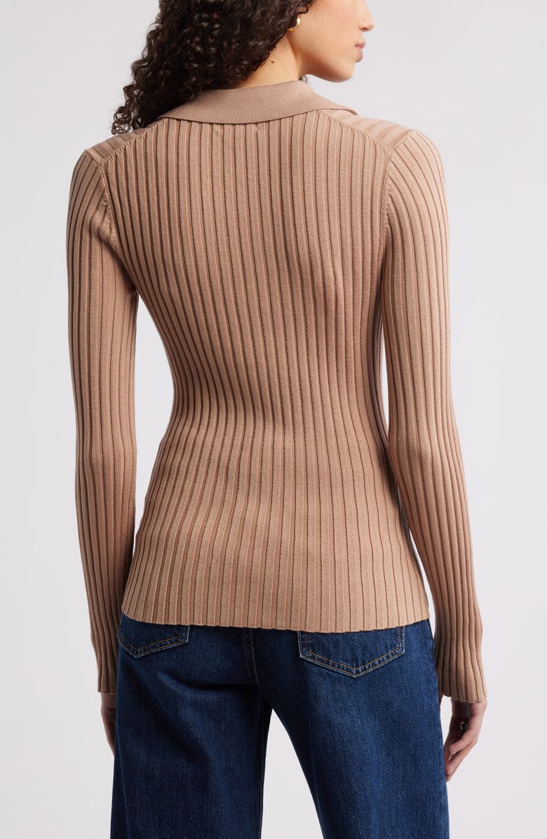 Nordstrom Johnny Collar Polo Sweater, Alternate, color, Tan Natural