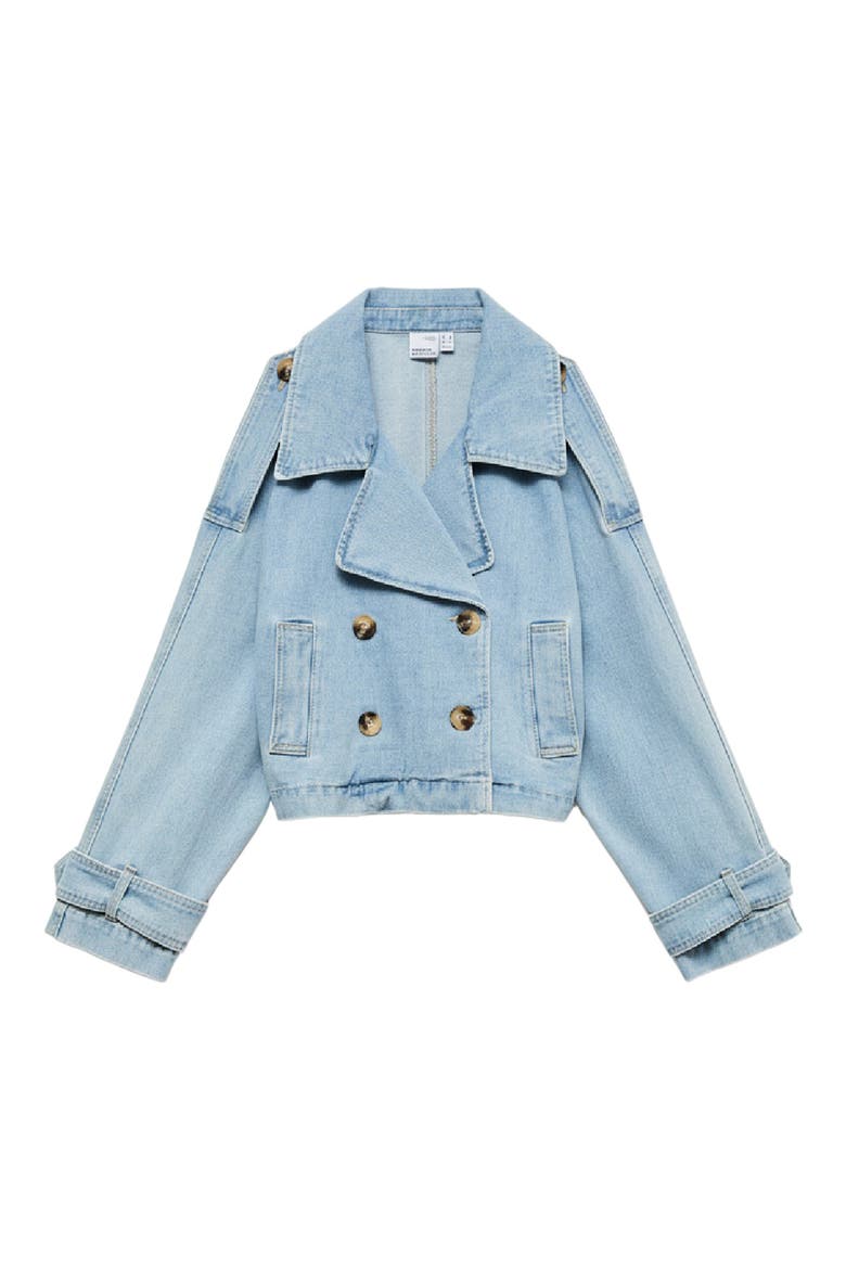 Vmlelou Short Trench Coat, Alternate, color, LIGHT BLUE DENIM