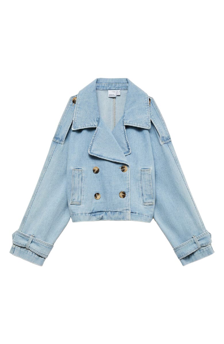 VERO MODA Vmlelou Short Trench Coat, Alternate, color, Light Blue Denim