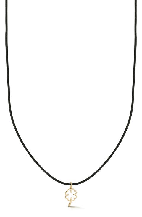 <p>14K Gold Clover Cord Necklace</p>