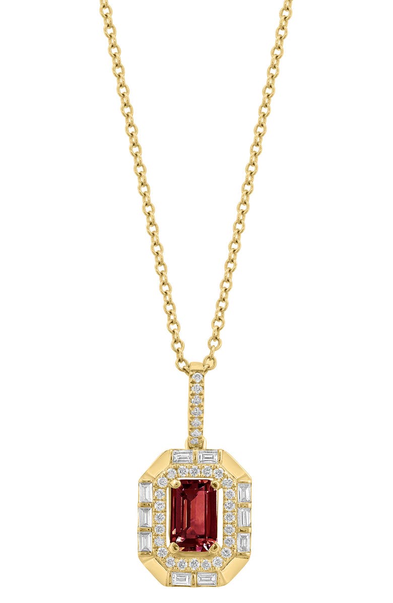 EFFY 14K Yellow Gold Garnet & Diamond Pendant Necklace - 0.27ct., Main, color, 