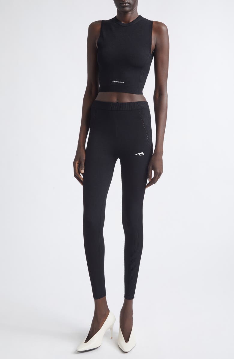 Balenciaga Sporty Athletic Crop Sleeveless Sweater, Alternate, color, 1000 Black