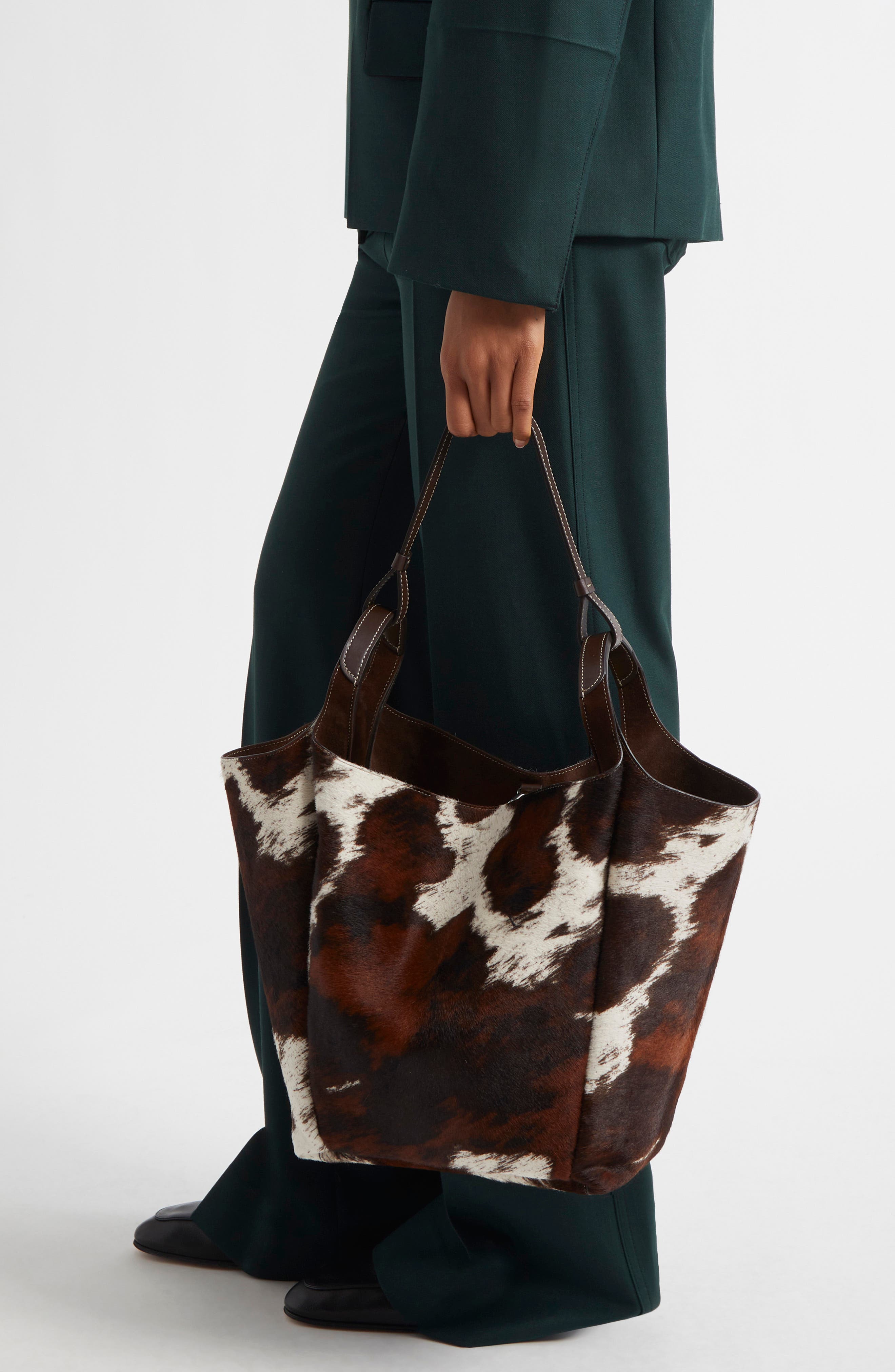 Tod's Medium Api Cow Print Genuine Calf Hair Bucket Bag, Alternate, color, 