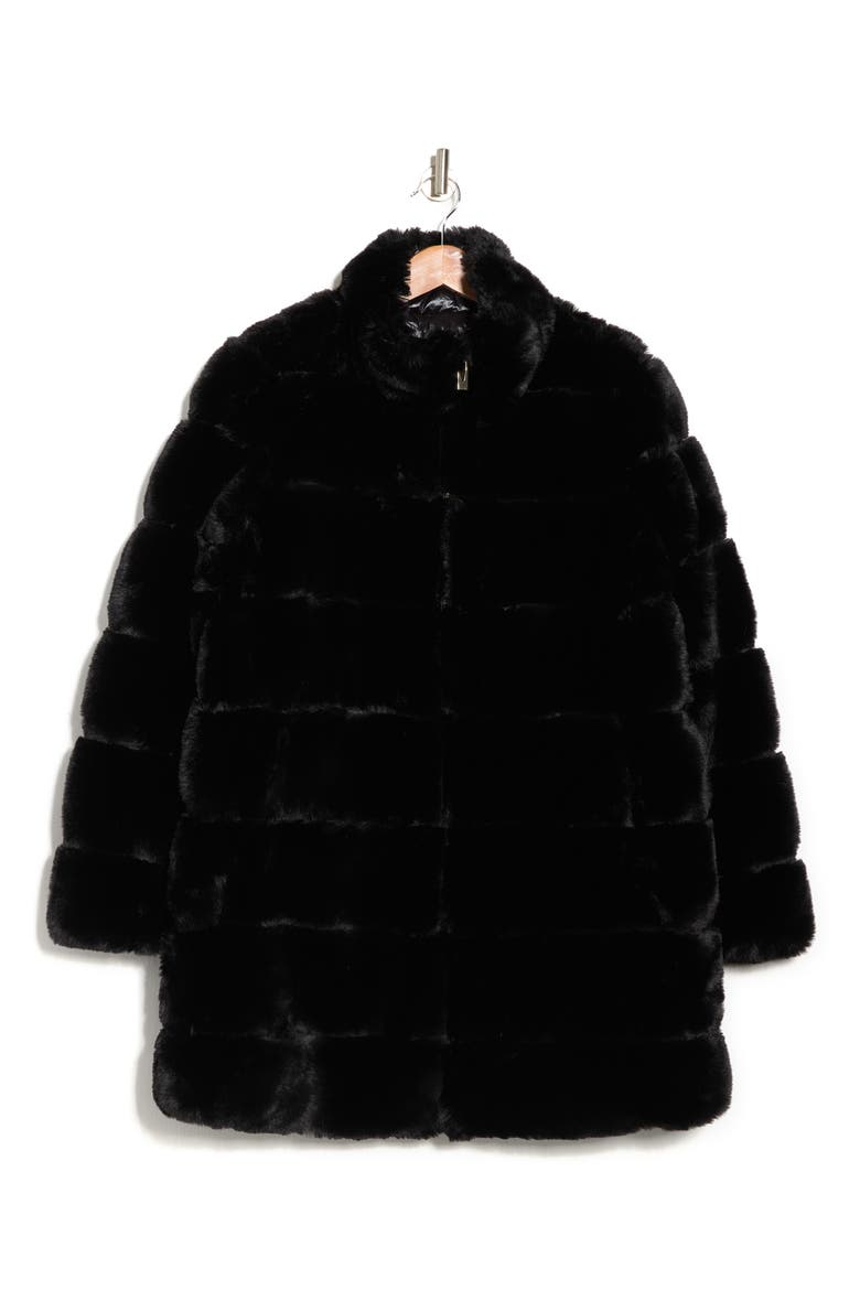 Reversible Faux Fur Puffer Jacket, Alternate, color, BLACK