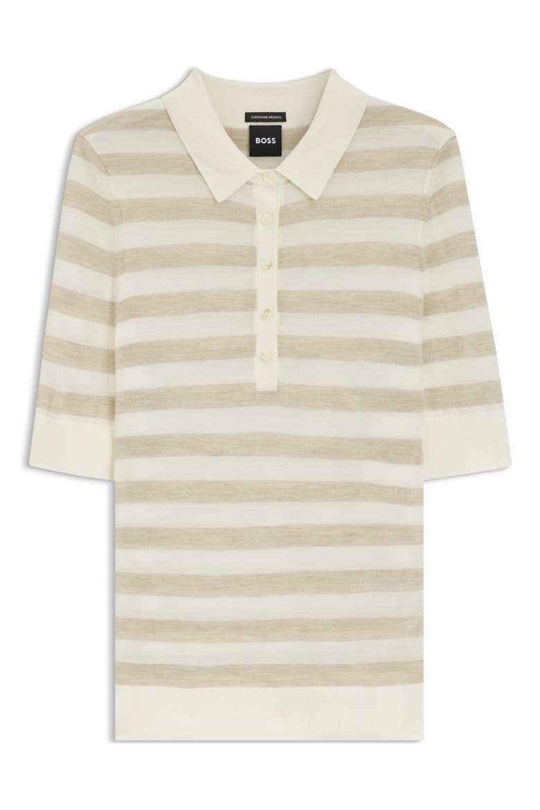 Fidenka Stripe Merino Wool Polo, Alternate, color, PUMICE STRIPE