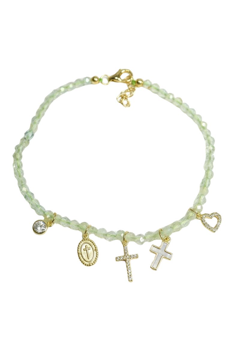 Faith Beaded Charm Bracelet, Main, color, GOLD/ GREEN