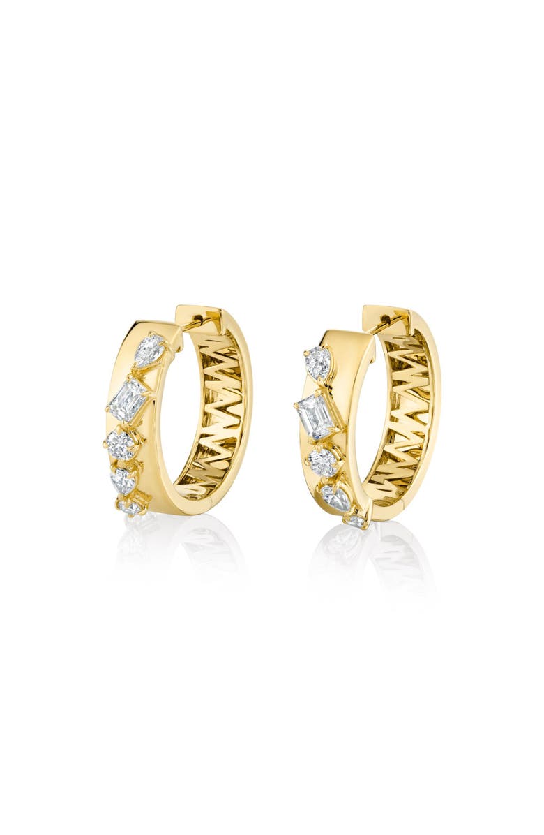 Michael M Montage Diamond Cross Hoop Earrings, Main, color, Yellow Gold