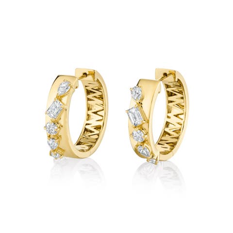 Montage Diamond Cross Hoop Earrings