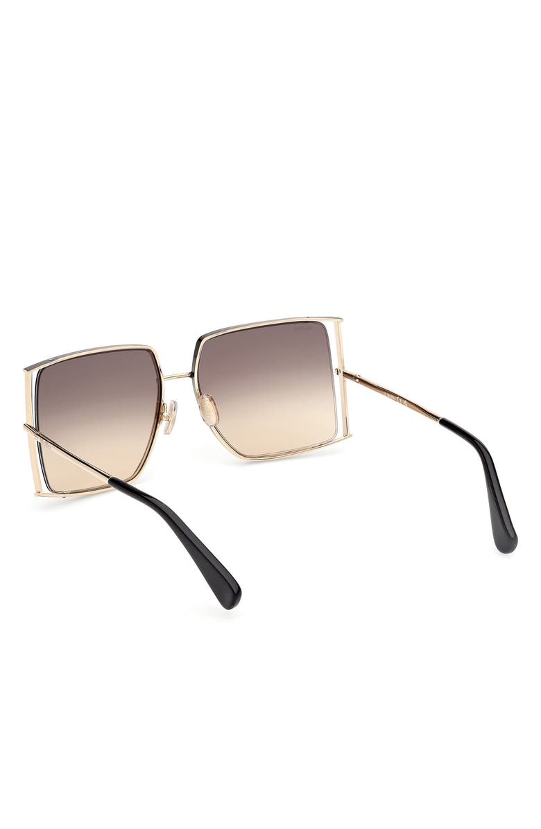Max Mara 68mm Gradient Oversize Rectangular Sunglasses, Alternate, color, Gold/ Black / Grad Smoke Peach