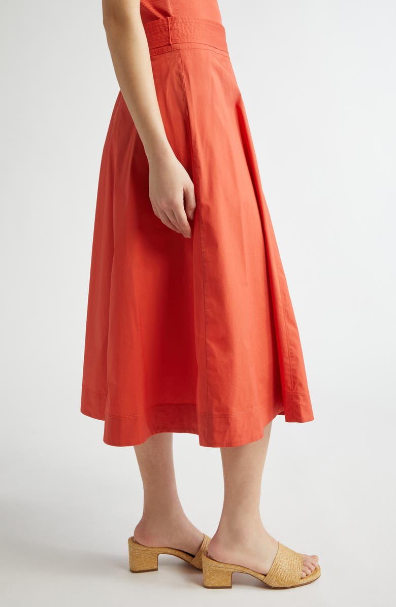 Veronica Beard Facia Belted Stretch Cotton Skirt, Alternate, color, Persimmon