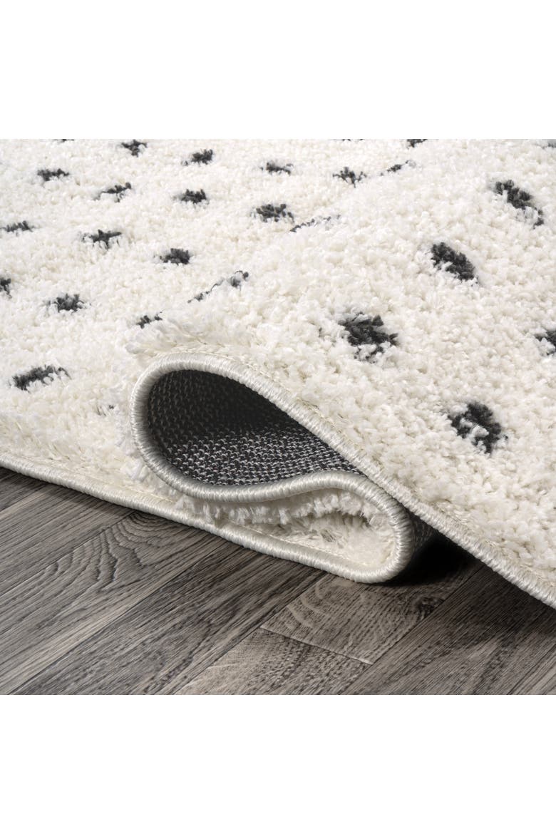 Pele Modern Geometric Dot Shag Area Rug, Alternate, color, White/Gray