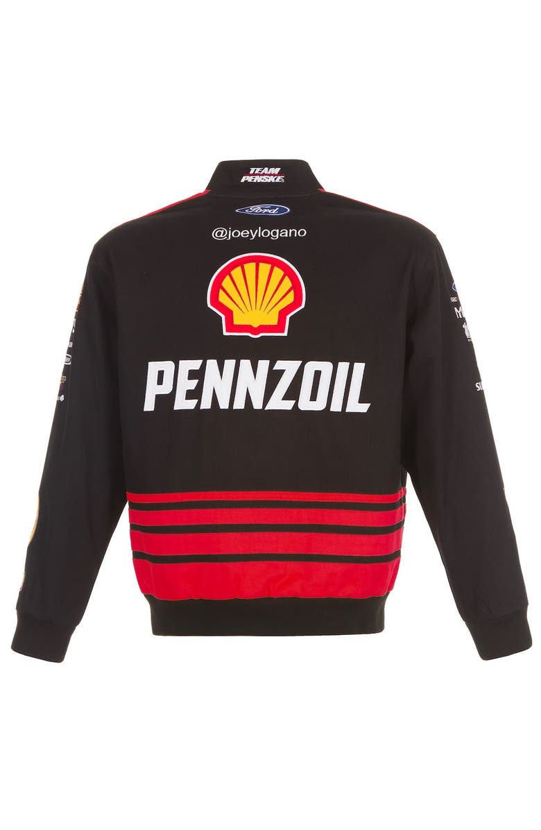 JH DESIGN Men's JH Design Black/Yellow Joey Logano Shell Pennzoil Twill Driver Uniform Full-Snap Jacket, Alternate, color, 