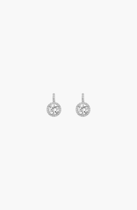 Lab Grown White Sapphire Edwardian Earrings