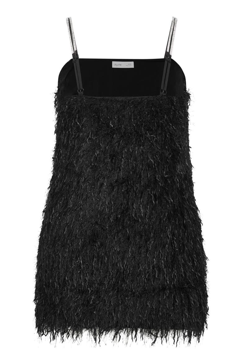 Faith Textured Fringe Minidress, Alternate, color, BLACK