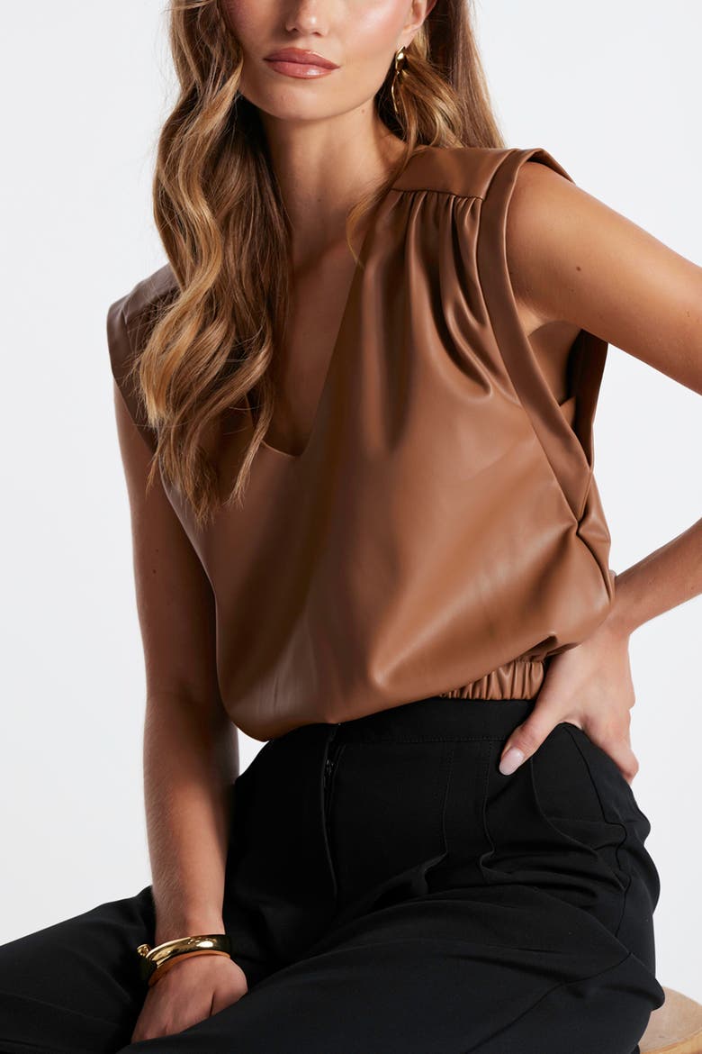 Simone Leather Top, Alternate, color, Black