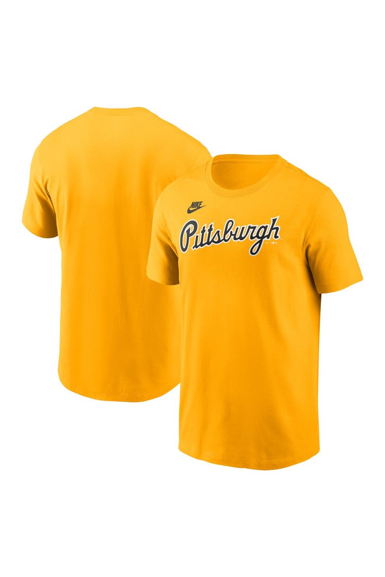 Men's Nike Gold Pittsburgh Pirates Cooperstown Collection Wordmark T-Shirt, Main, color, Gold