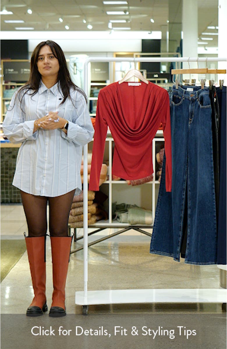 Cowl Neck Shoulder Pad Top, sales video thumbnail