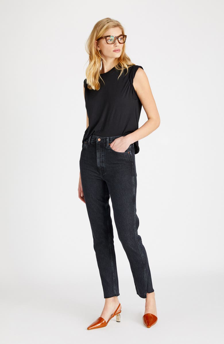 ÉTICA Finn High Waist Step Hem Straight Leg Jeans, Alternate, color,