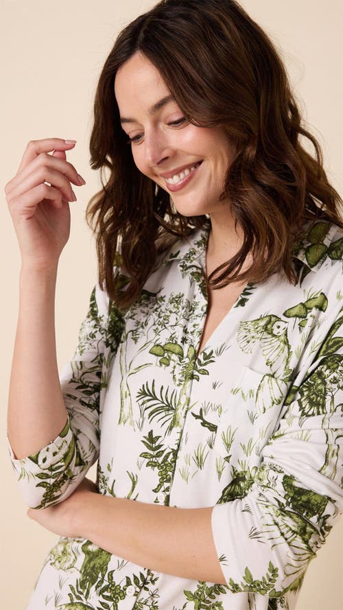 The Cat's Pajamas Pima Knit Night Shirt Conversational In Green