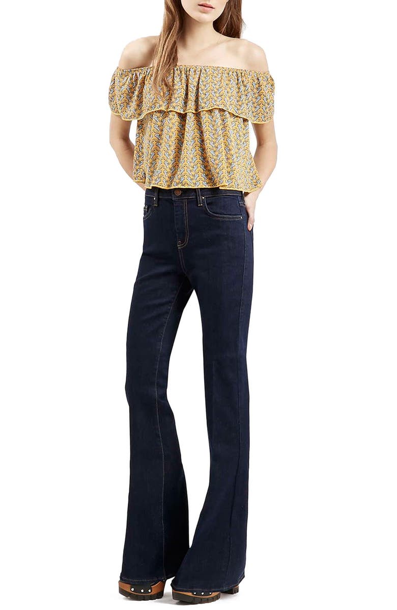 Topshop Moto Flare Jeans, Alternate, color,