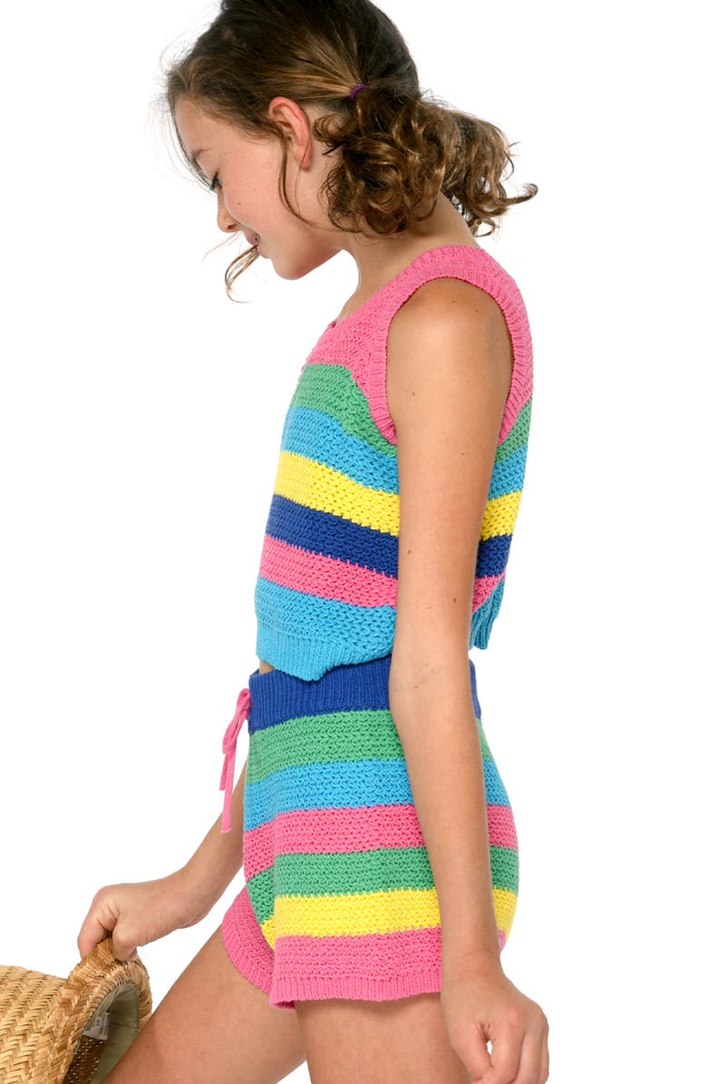 Hannah Banana Kids' Stripe Crochet Knit Sweater Tank, Alternate, color, 
