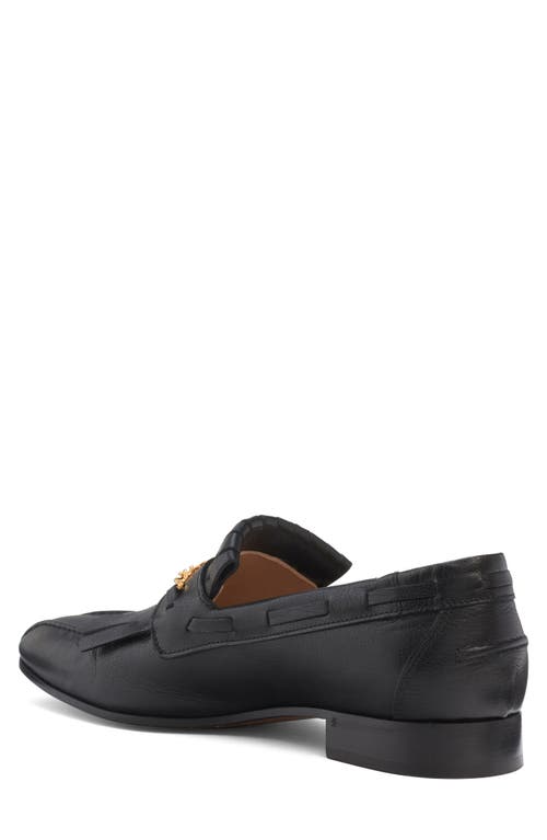 Valentino Vlogo Signature Kidskin Loafer With Fringes In Nero
