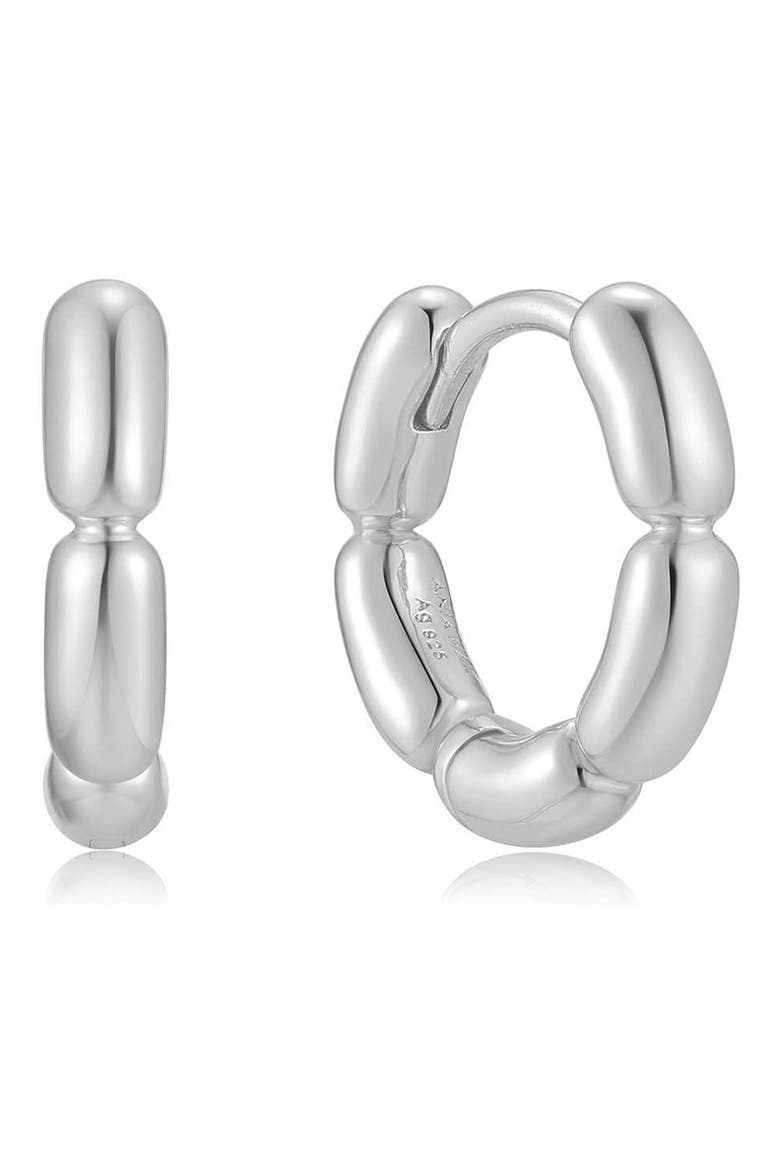 Puffy Huggie Hoop Earrings, Main, color, SILVER