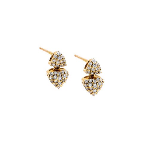 Diamond Double Cluster Stud Earring 14K