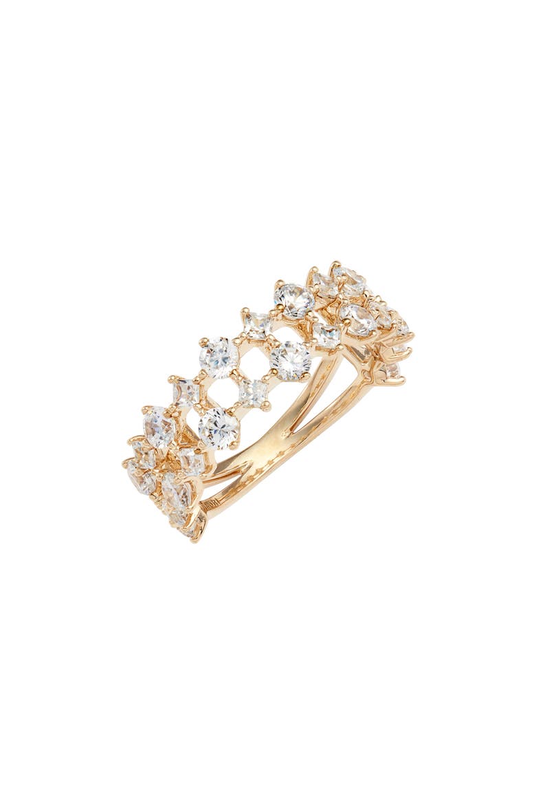 Double Band Cubic Zirconia Ring, Main, color, RHODIUM/ GOLD