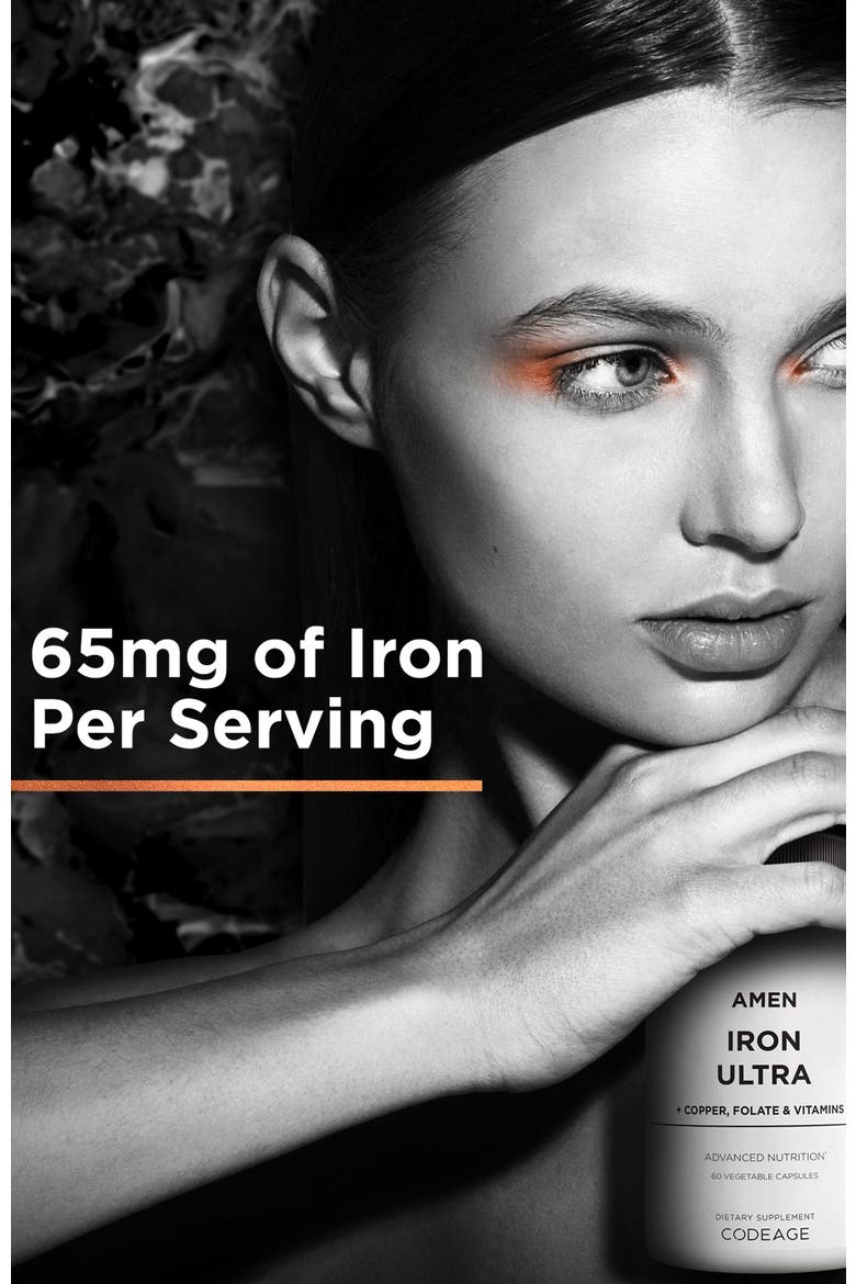 Amen Iron Ultra + Copper, Folate, Vitamin C & B12, Alternate, color, White