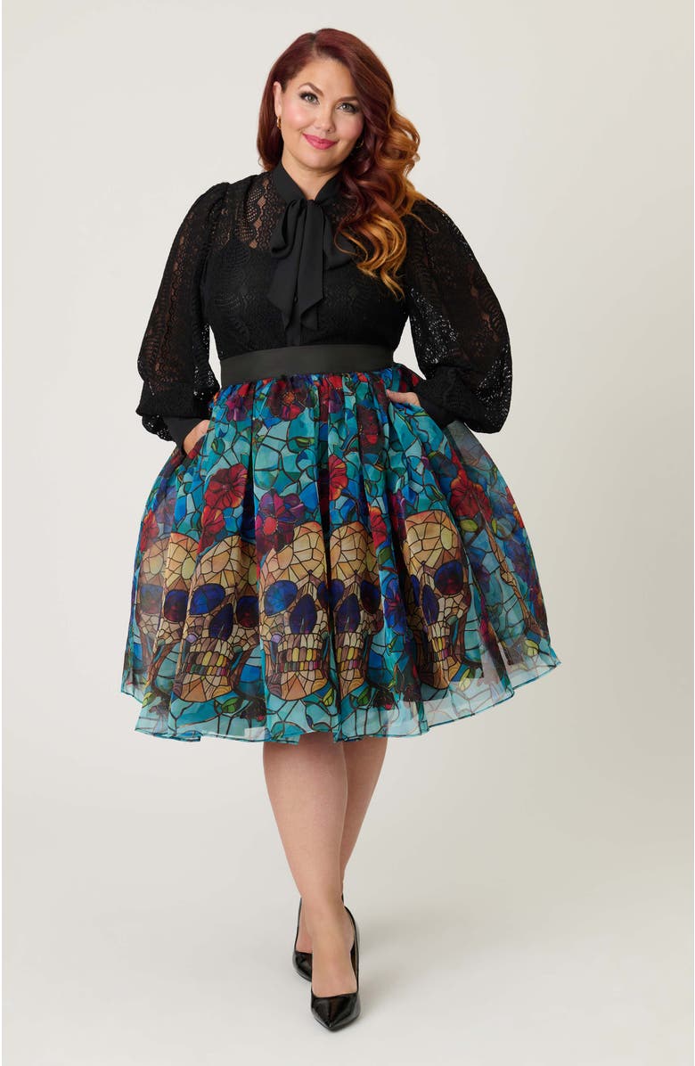 Unique Vintage Plus Size Long Sleeve Neck Tie Gwen Blouse, Main, color,