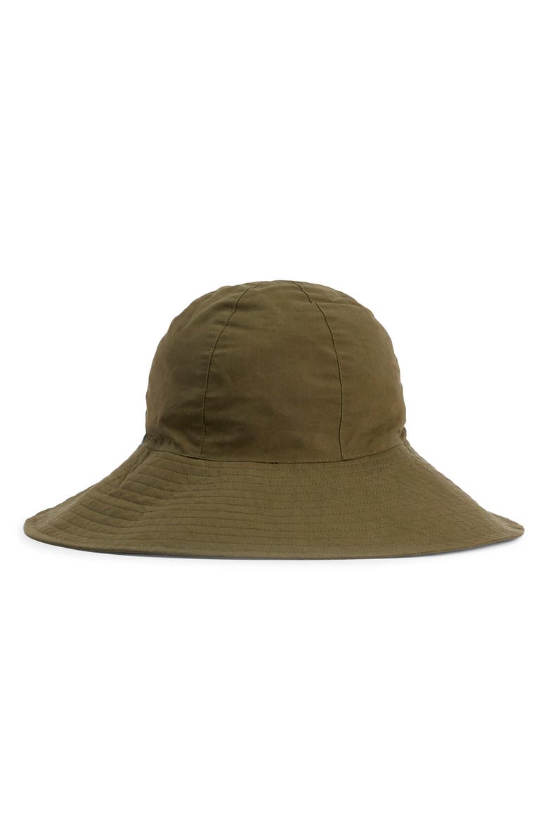 Barbour Kershop Water Resistant Waxed Cotton Bucket Hat, Main, color, Dusky Green