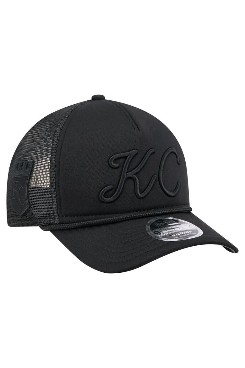Men's New Era Black Kansas City Royals City Initial 9FORTY A-Frame M-Crown Adjustable Trucker Hat, Alternate, color, Black