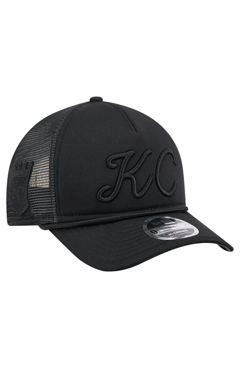 New Era Men's New Era Black Kansas City Royals City Initial 9FORTY A-Frame M-Crown Adjustable Trucker Hat, Alternate, color, Black