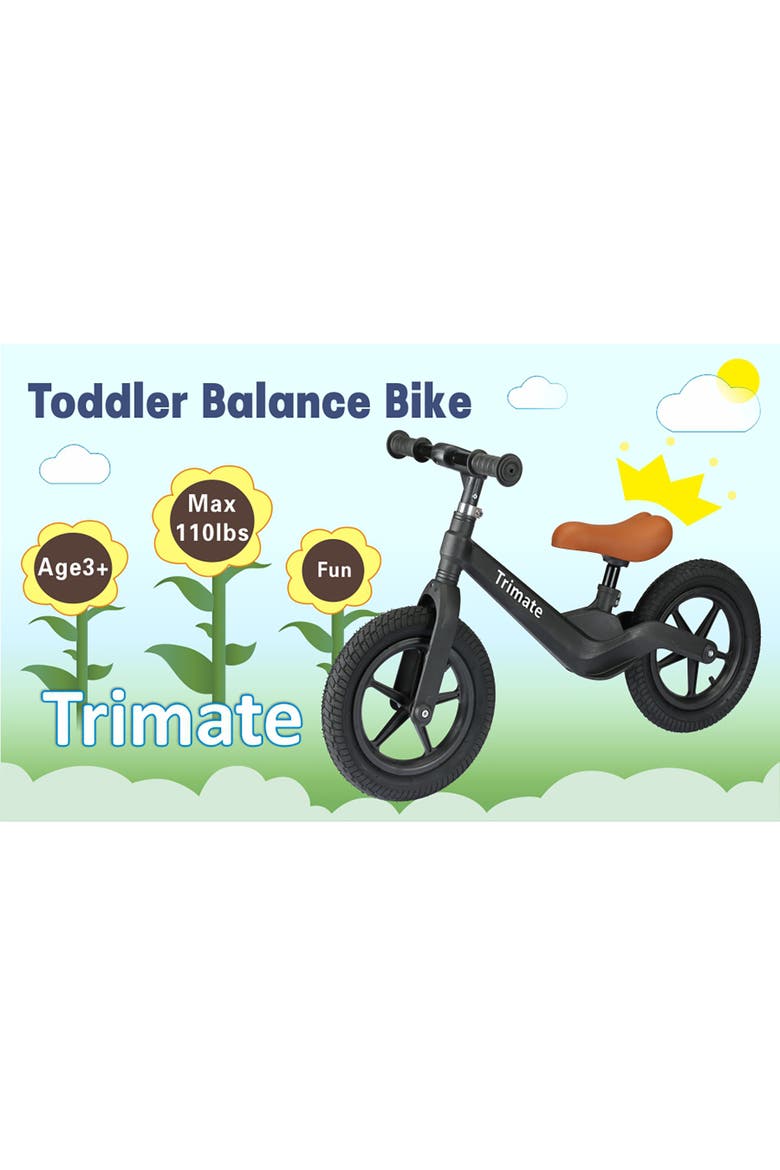 Toddler 12" Black Balance Bike with Inflated Tire, Alternate, color, Multicolored