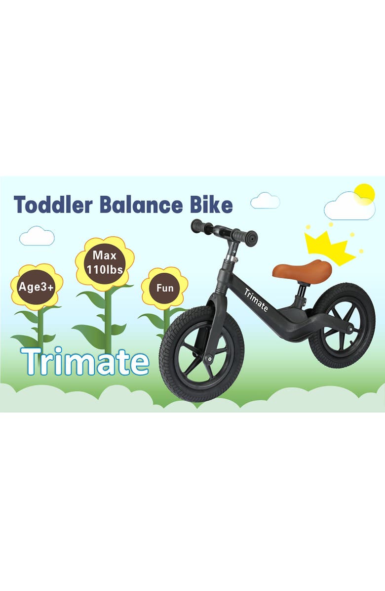 Trimate Toddler 12" Black Balance Bike with Inflated Tire, Alternate, color, Multicolored