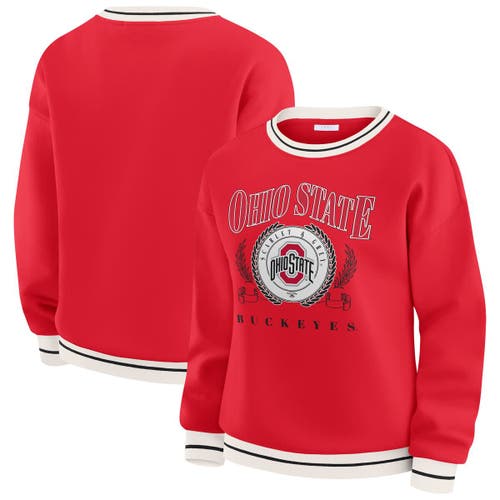 Wear By Erin Andrews Scarlet Ohio State Buckeyes Seal Sweatshirt In Red