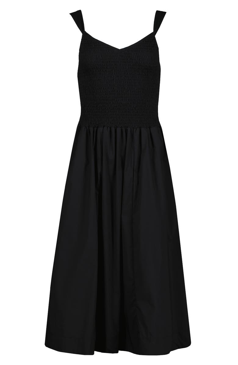 Bishop + Young Corsica Smocked Poplin Dress, Alternate, color, Black