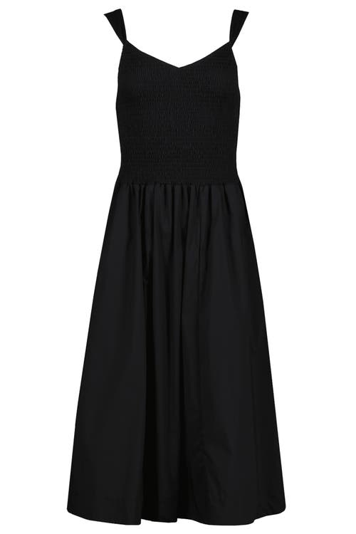 Bishop + Young Corsica Smocked Poplin Dress In Black
