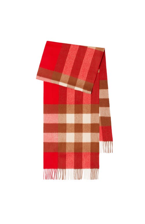 Burberry Check Cashmere Scarf In Bright Red