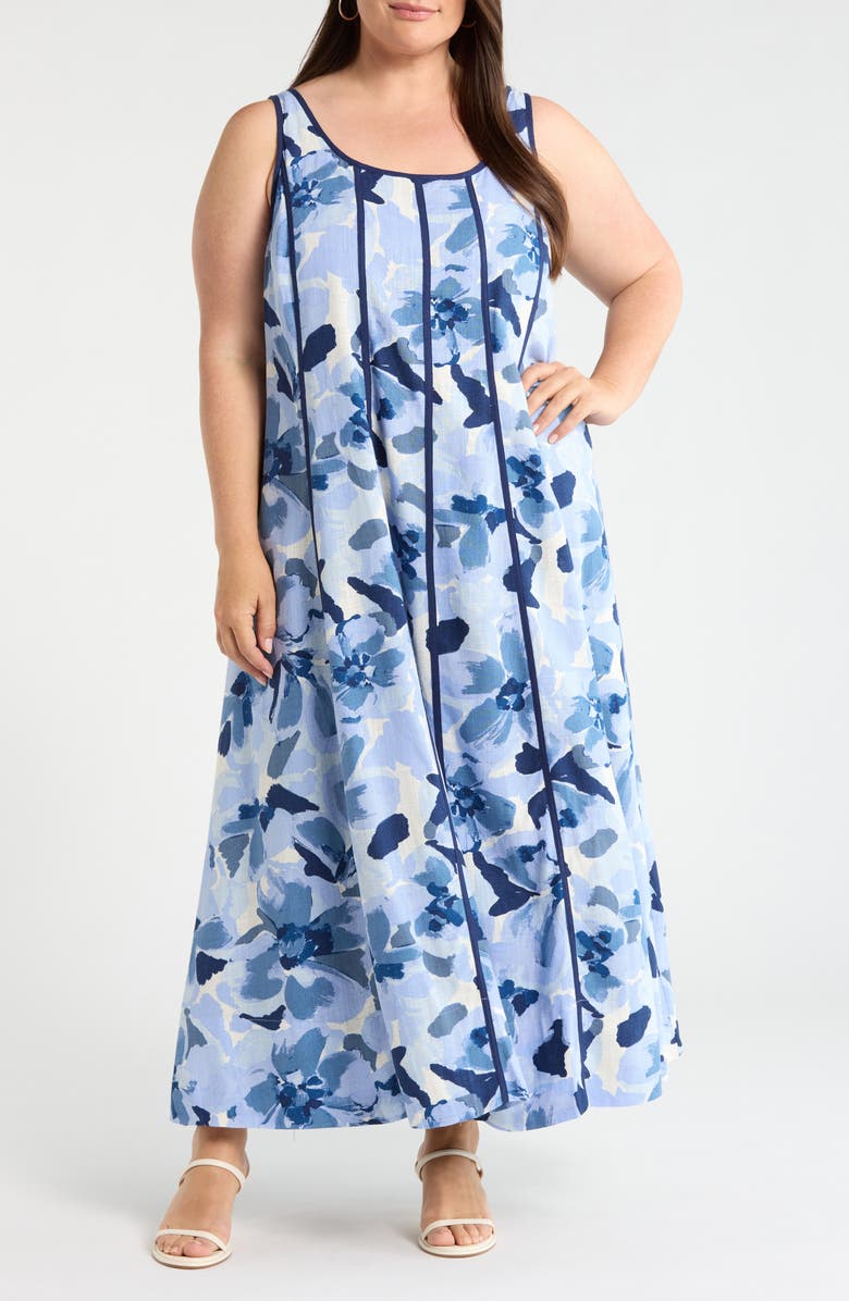 Halogen<sup>®</sup> Floral Print Pipe Maxi Dress, Main, color, Moonlight Blue