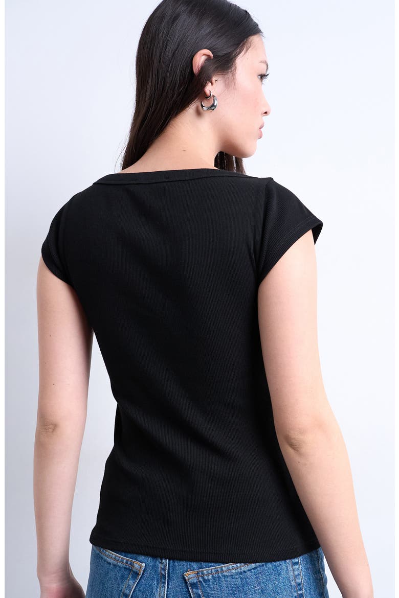 Square Neck Stretch Cotton Rib T-Shirt, Alternate, color, BLACK