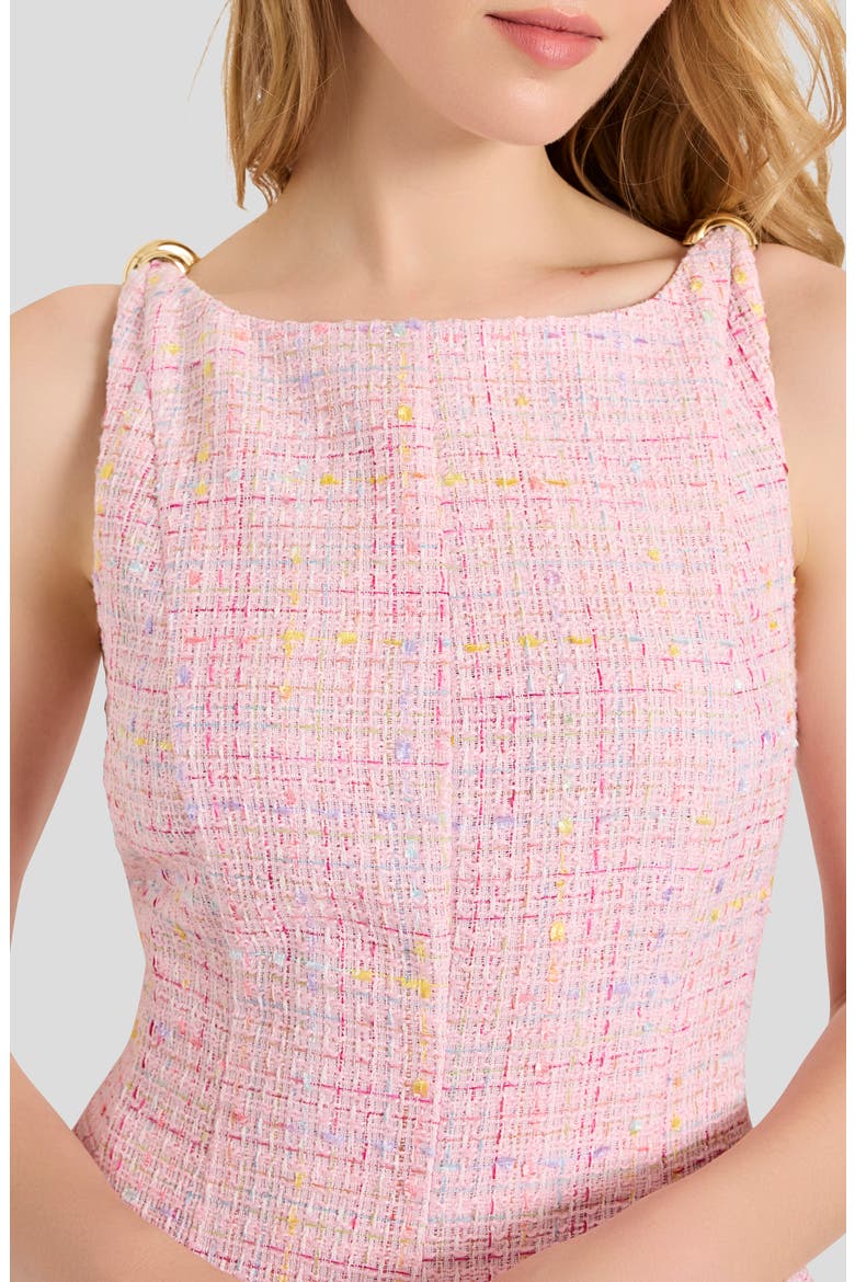 Sleeveless Tweed Fit & Flare Dress, Alternate, color, PINK MULTI