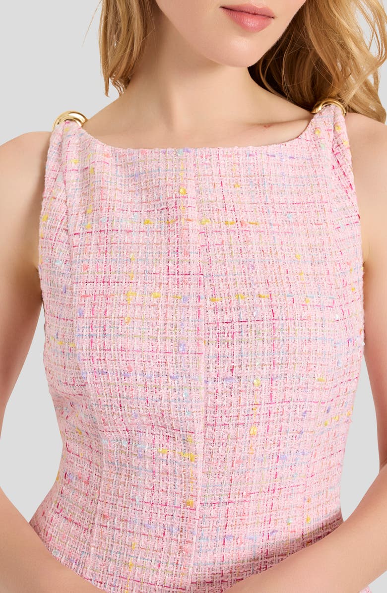 Tahari ASL Sleeveless Tweed Fit & Flare Dress, Alternate, color, Pink Multi