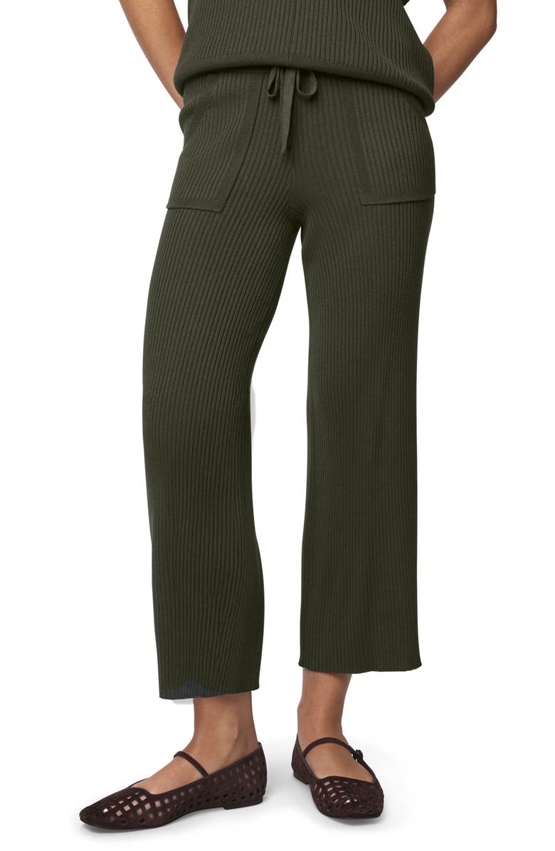 Splendid Georgie Rib Wide Leg Crop Pants, Main, color, Green Spruce