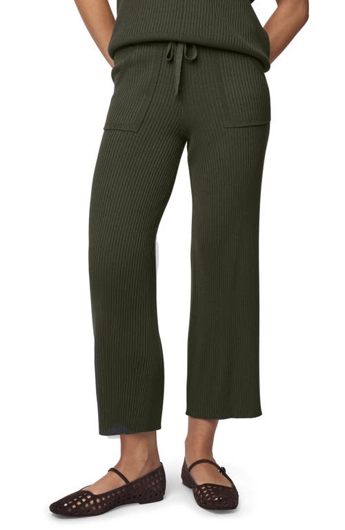 Splendid Georgie Rib Wide Leg Crop Pants In Green