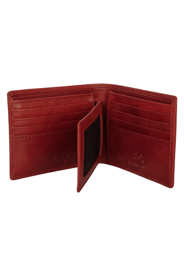 RFID Secure Leather Center Wing Wallet, Alternate, color, COGNAC