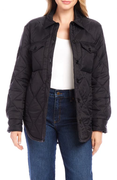 Karen Kane Faux Fur Lined Quilted Jacket In Black Cream